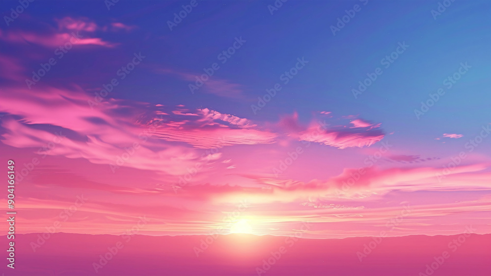Fototapeta premium Abstract Sunset Symphony: A Serene Background with Vibrant Hues for Wallart and Wallpaper, Perfect for Adding a Touch of Tranquility and Color to Any Space
