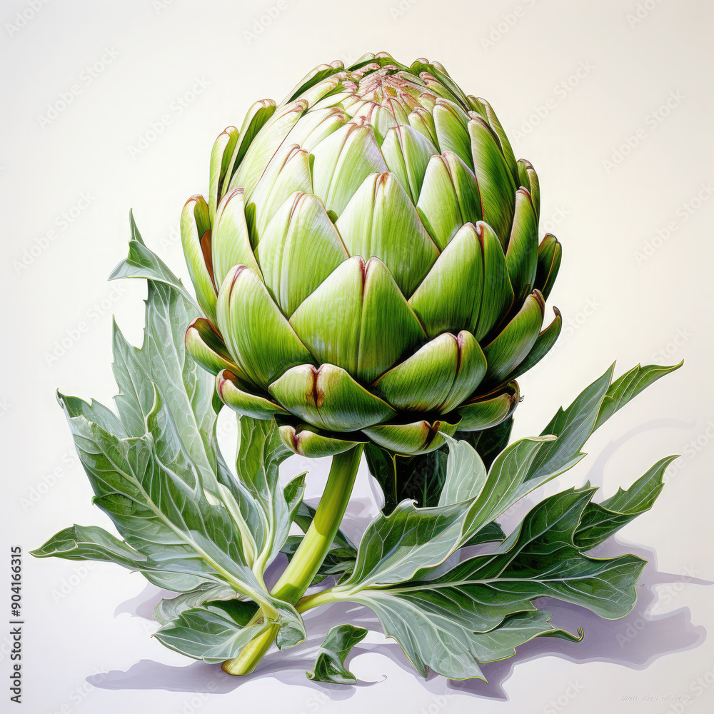 Watercolor Artichoke Illustration, Generative Ai Watercolor Artichoke Illustration, Generative Ai
