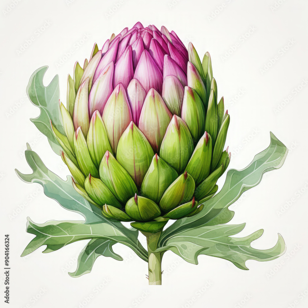 Fototapeta premium Watercolor Artichoke Illustration, Generative Ai