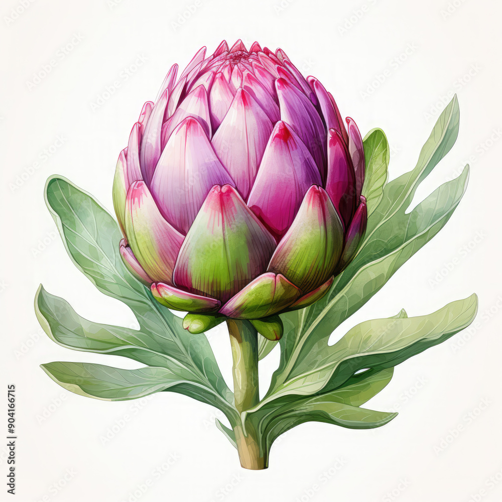 Fototapeta premium Watercolor Artichoke Illustration, Generative Ai