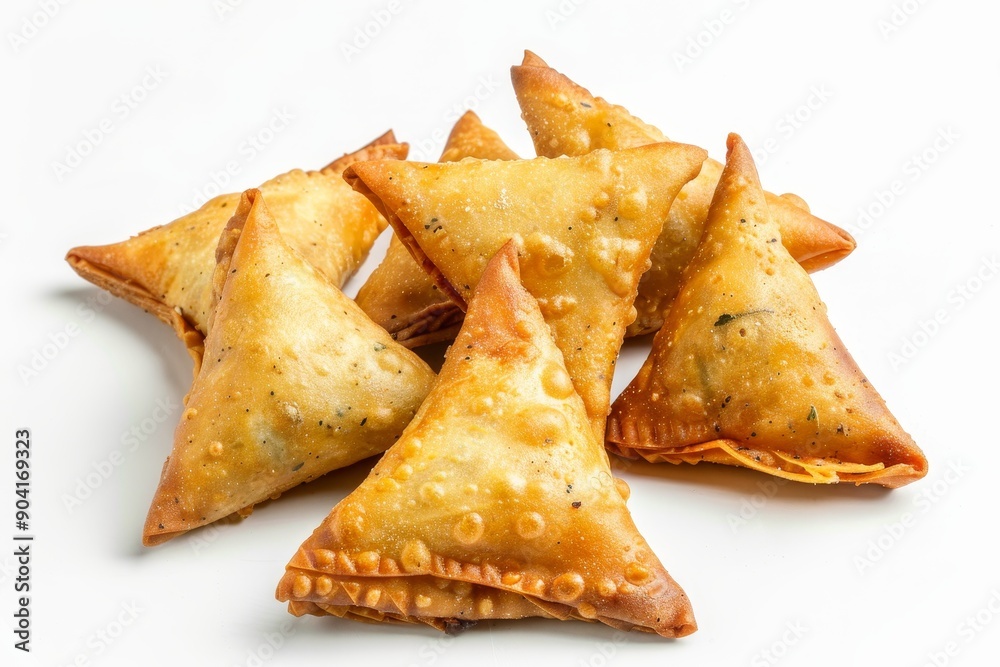 Potato samosa and pakoda snacks from India and Pakistan on white background Perfect for Eid Diwali or Christmas Potato samosa and pakoda snacks from India and Pakistan on white background Perfect for Eid Diwali or Christmas