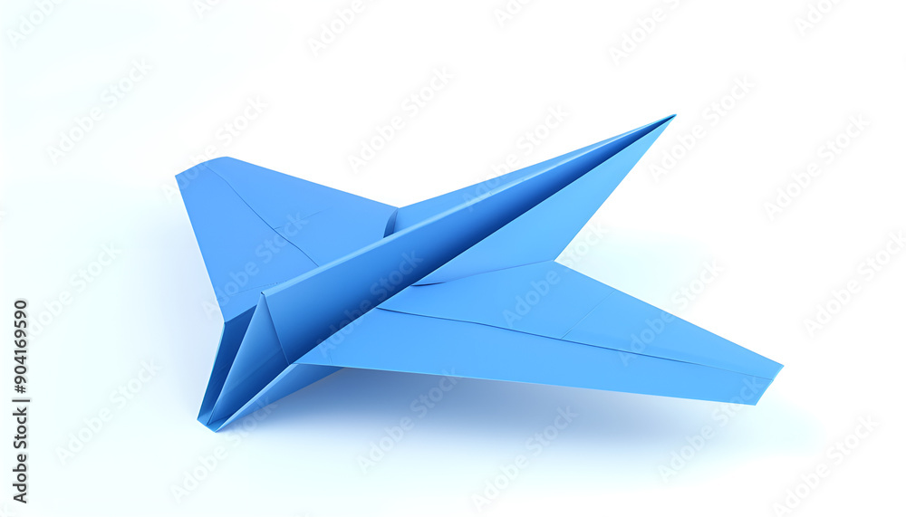 Paper Airplane with Sharp Folds Isolated on white background