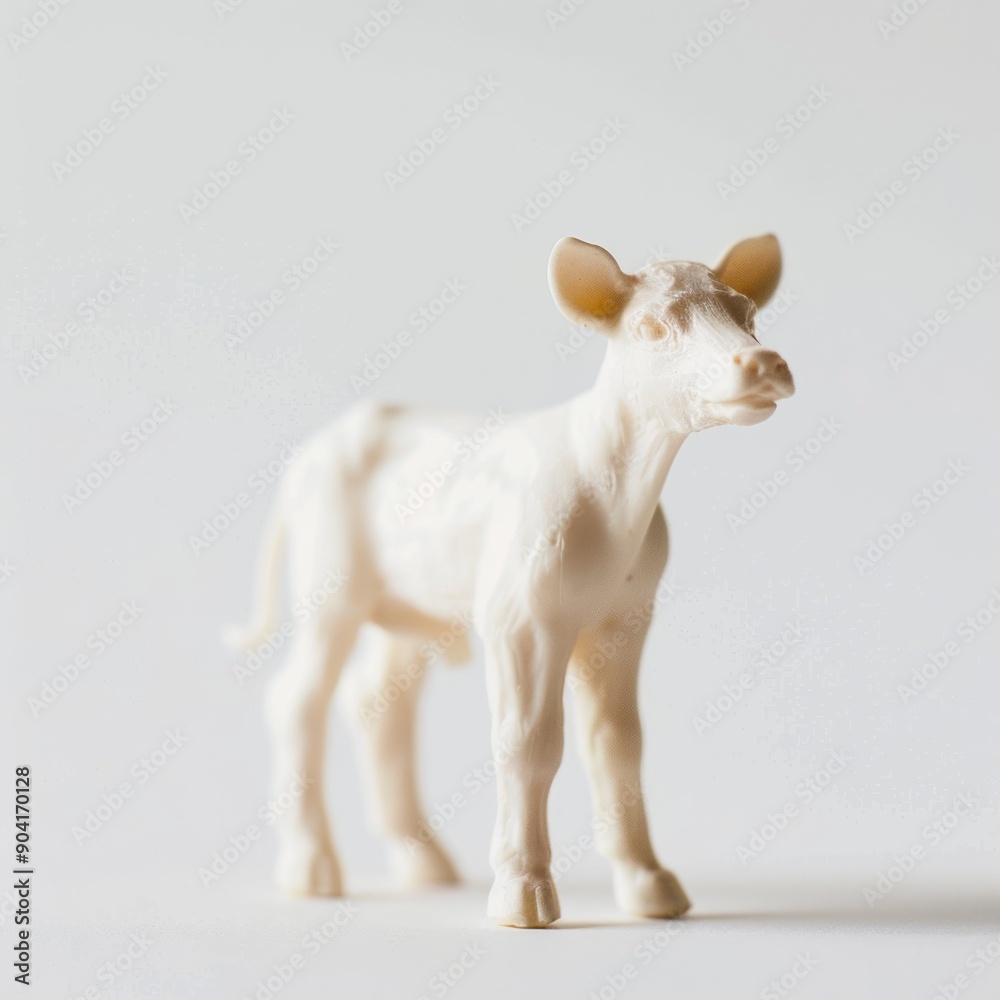 Fototapeta premium medium shot of porcelain animal figurine, isolated on a white background, bright and vivid tonality, 