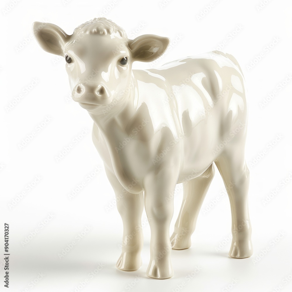 Naklejka premium medium shot of porcelain animal figurine, isolated on a white background, bright and vivid tonality, 