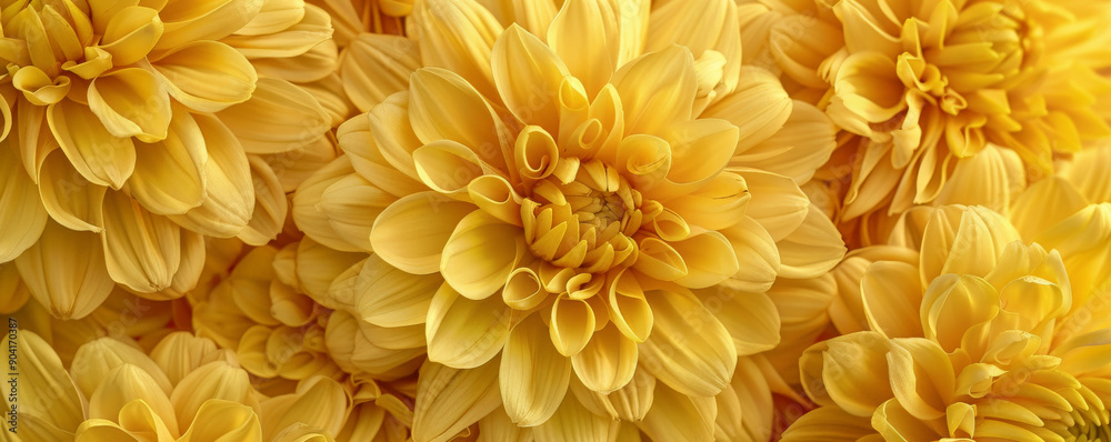Detailed close-up of yellow chrysanthemum petals, densely packed on a floral background, emphasizing their vibrant hue and intricate layers. Detailed close-up of yellow chrysanthemum petals, densely packed on a floral background, emphasizing their vibrant hue and intricate layers.