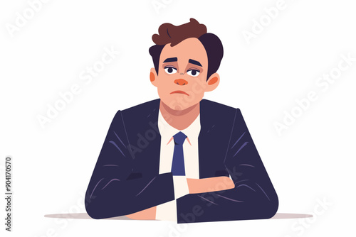 sad man in business suit stock image isolated vector style