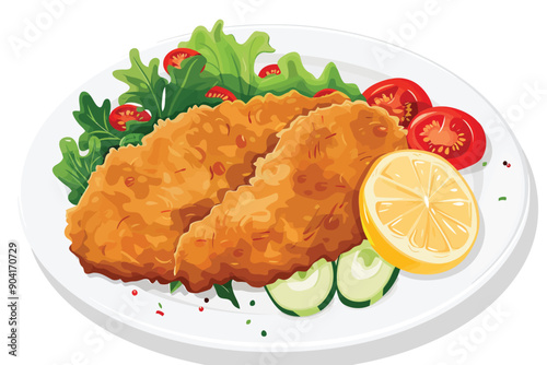 schnitzel stock image isolated vector style photo