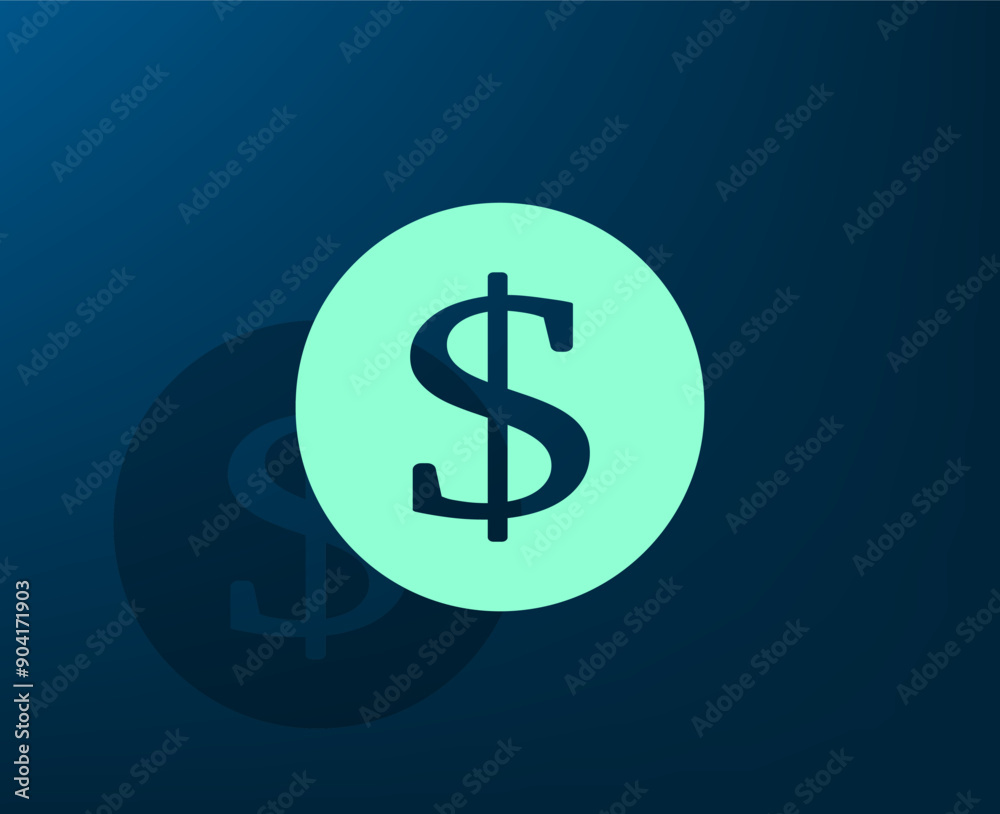 Obraz premium Vector illustration with shadow on blue background with gradient