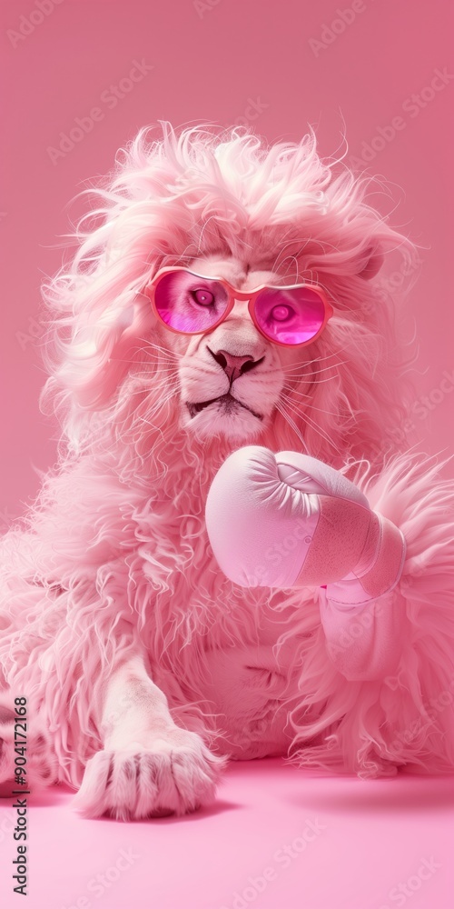 Obraz premium lion in pink