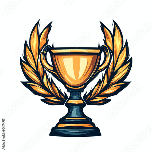 Winner's cup vector mascot logo design with modern illustration concept style for badge, emblem and tshirt printing. Winner's cup sticker. Winner's cup illustration for sport and esport team logotype