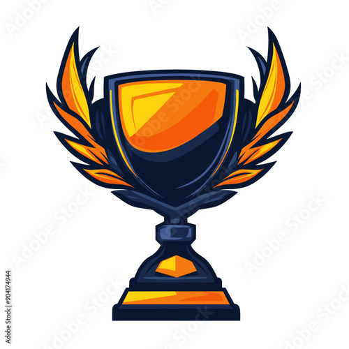 Winner's cup vector mascot logo design with modern illustration concept style for badge, emblem and tshirt printing. Winner's cup illustration for sport and esport team logotype. Winner's cup sticker