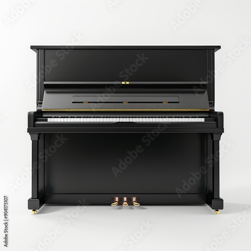 medium shot of Piano, isolated on a white background, bright and vivid tonality 