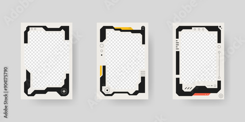 Abstract sci-fi frame. Hud interface design style. Digital futuristic frame element. Cyberpunk style. Design for banner, card, player card game, background.