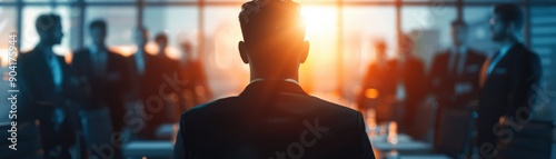 Command persuasion asserting control, emphasizing the ability to sway and direct focus on, concept of authority, vibrant, Overlay, Boardroom backdrop photo