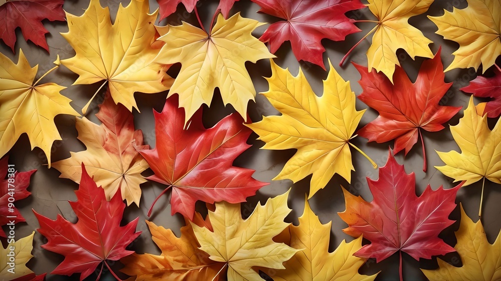 Red yellow autumn leaves, lie on a light background, a lot of empty space, empty space, banner, autumn concept Red yellow autumn leaves, lie on a light background, a lot of empty space, empty space, banner, autumn concept