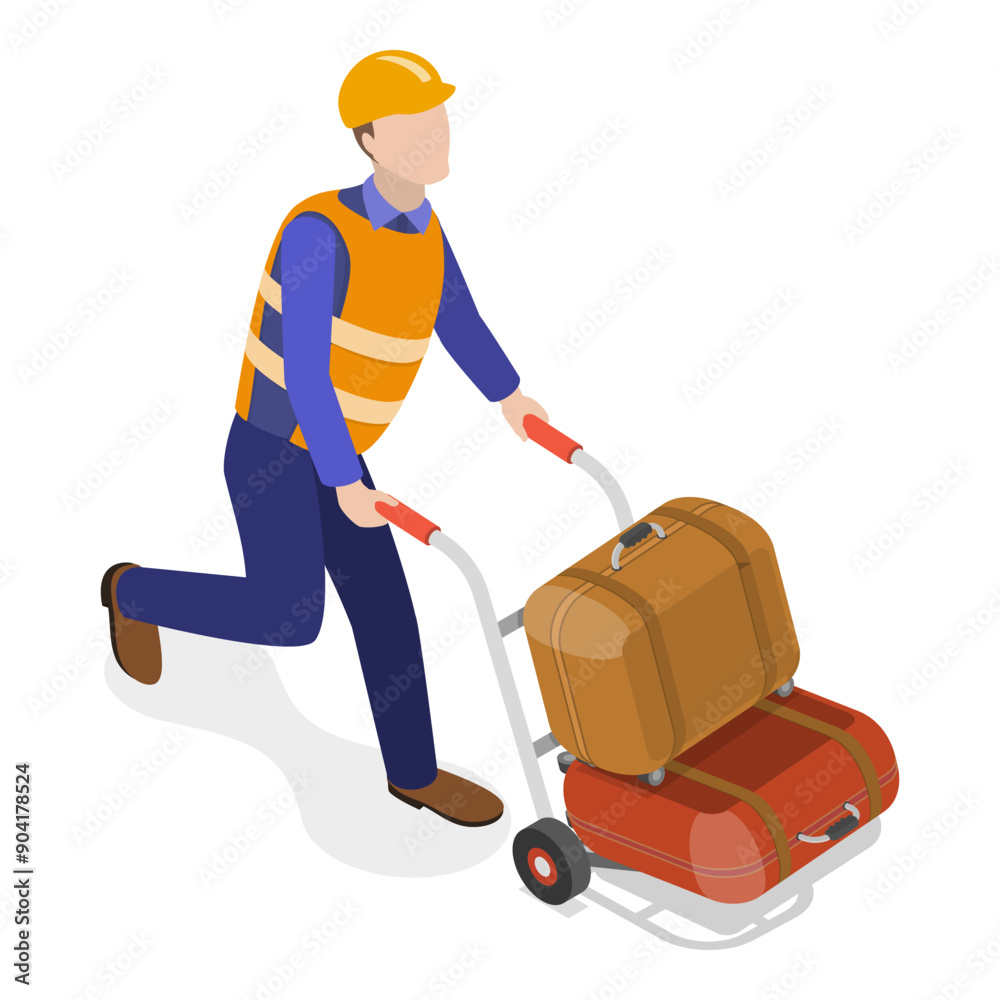 3D Isometric Flat Vector Set of Airport Staff, Group of Airline Employees. Item 8 3D Isometric Flat Vector Set of Airport Staff, Group of Airline Employees. Item 8