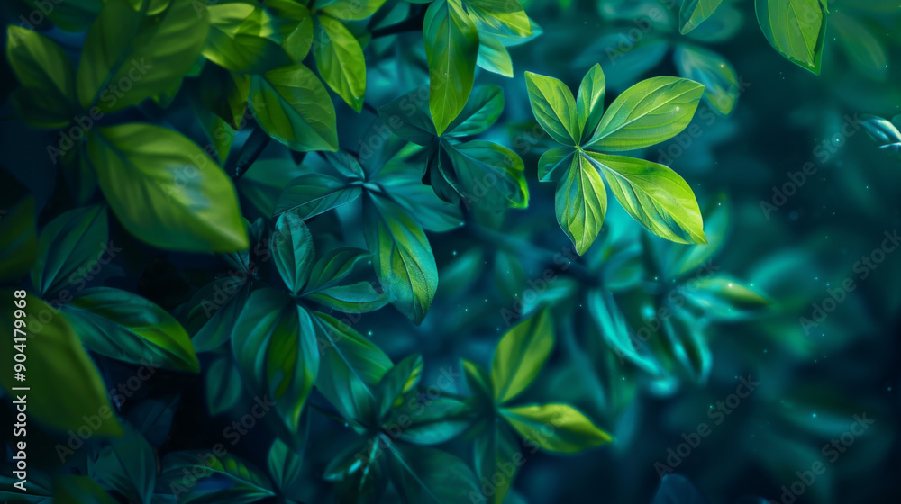 Dark Blue and Bright Green Floral Background, Generative AI Illustration Dark Blue and Bright Green Floral Background, Generative AI Illustration