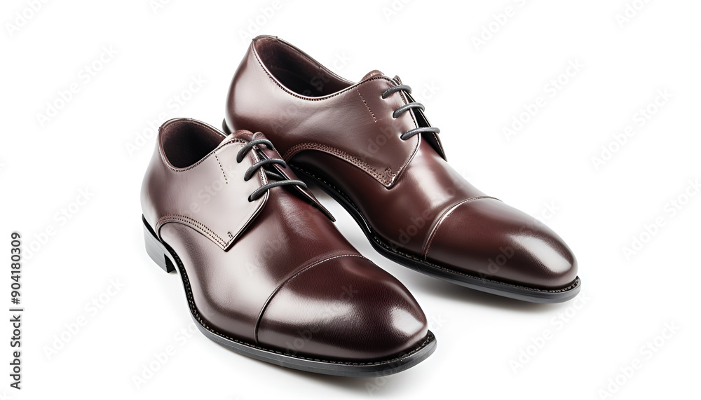 Dark Brown Leather Dress Shoes with Sleek Design Isolated on white background Dark Brown Leather Dress Shoes with Sleek Design Isolated on white background