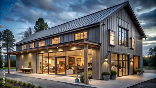 Rustic Elegance: A Barndominium with a Modern Shop  Generative AI