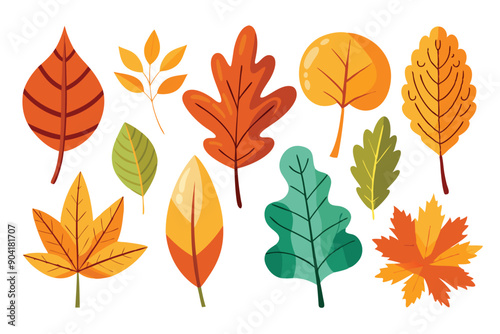 Collection of Colorful Autumn Leaves in Various Shapes