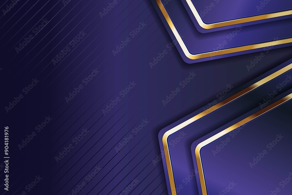 Abstract purple and gold background with geometric shapes.