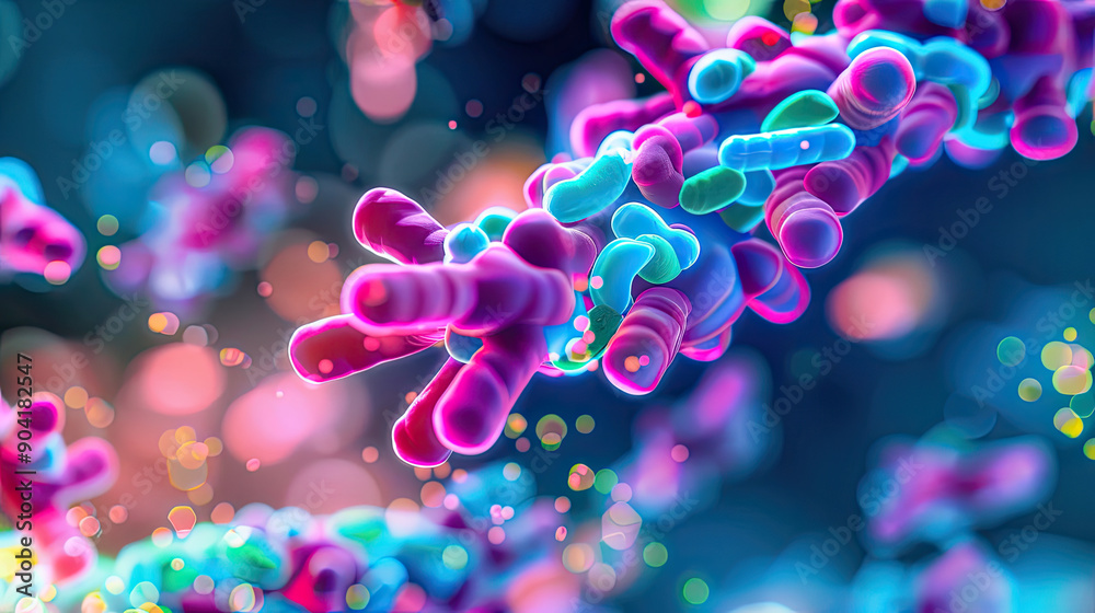 Vibrant microscopic view of colorful bacteria, showcasing intricate details and bright colors, ideal for scientific and educational use. Vibrant microscopic view of colorful bacteria, showcasing intricate details and bright colors, ideal for scientific and educational use.