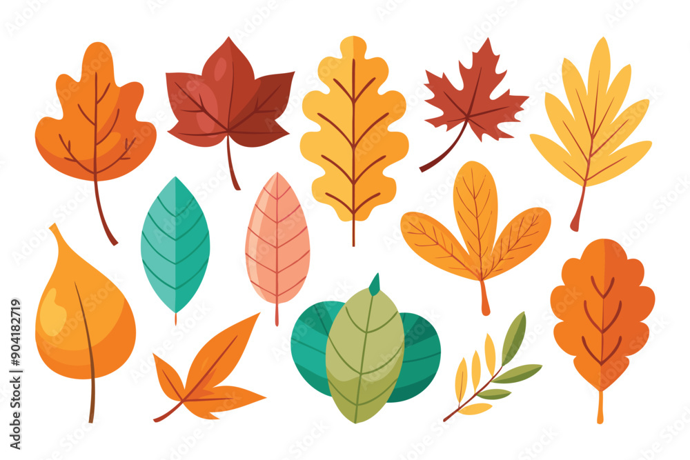 Obraz premium Collection of Colorful Autumn Leaves with Varying Shapes and Sizes
