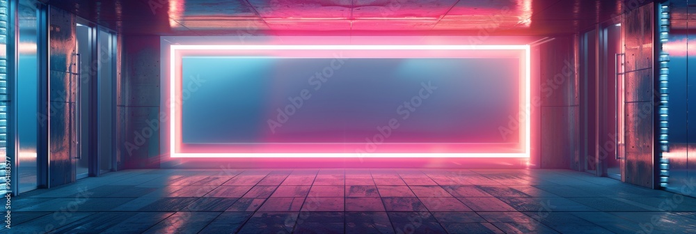 photo of empty neon sign frame mockup, ideal for identity logo branding, against a modern reception photo of empty neon sign frame mockup, ideal for identity logo branding, against a modern reception