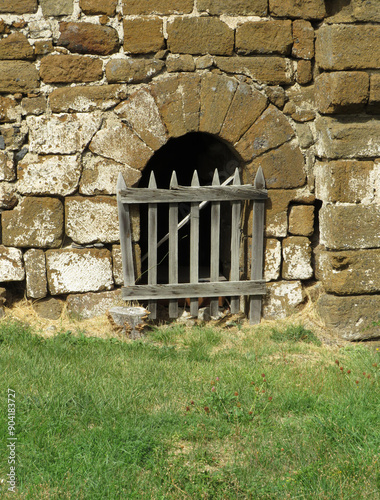Castle of Polignac. 11th-16th century. Auvergne. France. Detail of the ruins with door.
