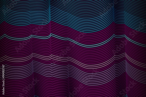 Abstract wavy lines in blue, purple, and pink on a dark background.
