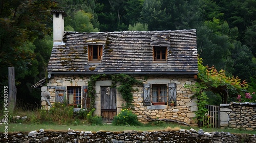 Obraz na płótnie A typical french rural stone home w salonie