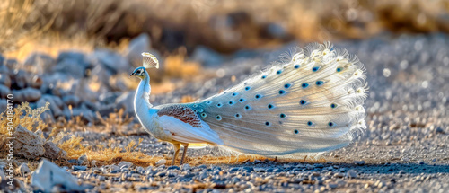 White peacock with long tail