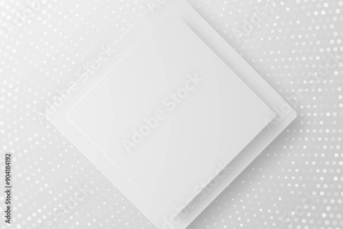 Abstract white background with geometric shapes and a dotted pattern.
