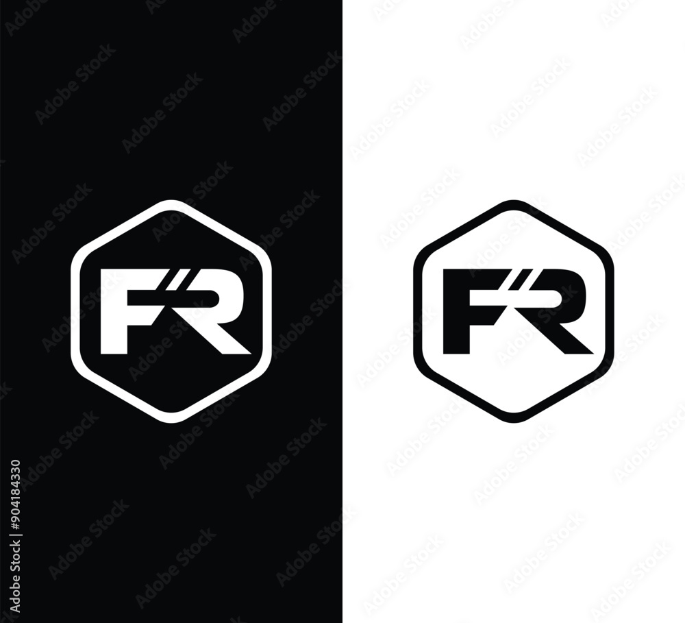 FR letter logo design in hexagon FR letter logo design in hexagon