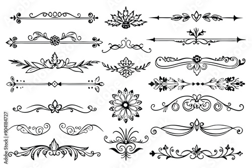 Collection of Floral Ornamental Design Elements