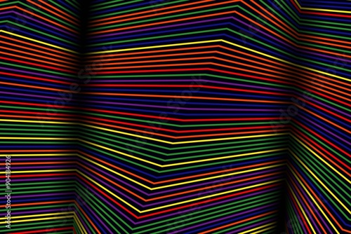 Colorful striped abstract design with a 3D effect.