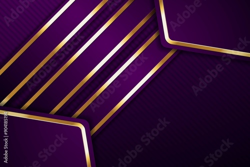 Purple and gold abstract background with diagonal lines and geometric shapes.
