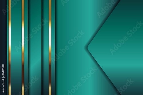 Teal and gold abstract geometric background.