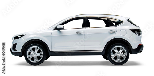 Obraz na płótnie A white car isolated on a white background