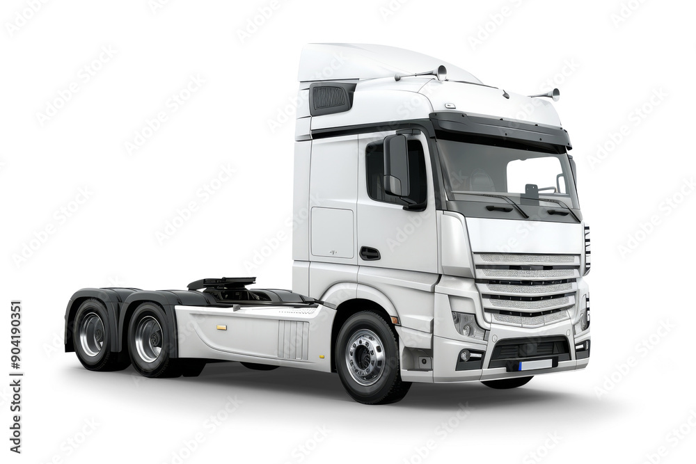 A white Semi Truck isolated on a white background A white Semi Truck isolated on a white background