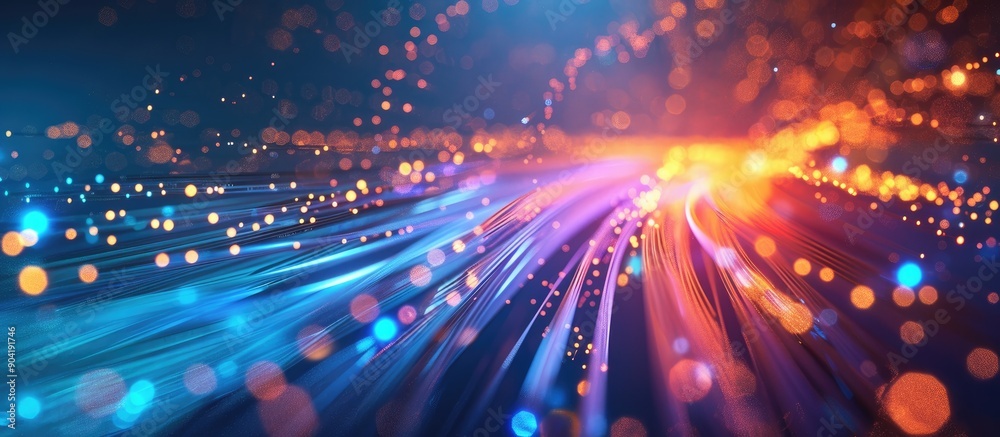 Fototapeta premium Abstract background showcasing the concept of fiber optics for a high speed internet connection with a copy space image