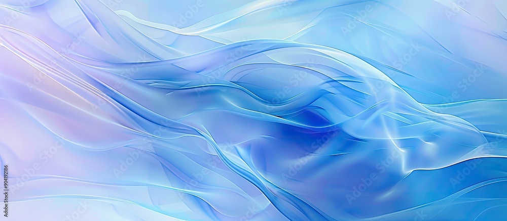 Naklejka premium Smooth blue curves create an abstract background with blurred lines forming a light blue gradient banner ideal for a copy space image