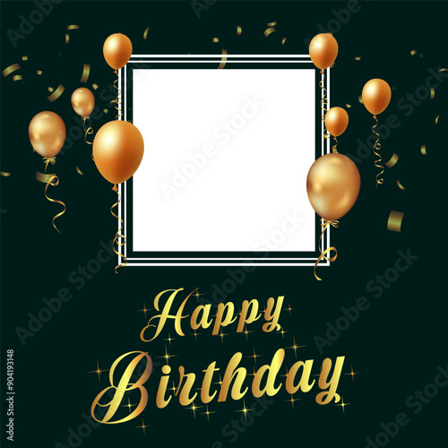 Birthday frame design template with bubbles.