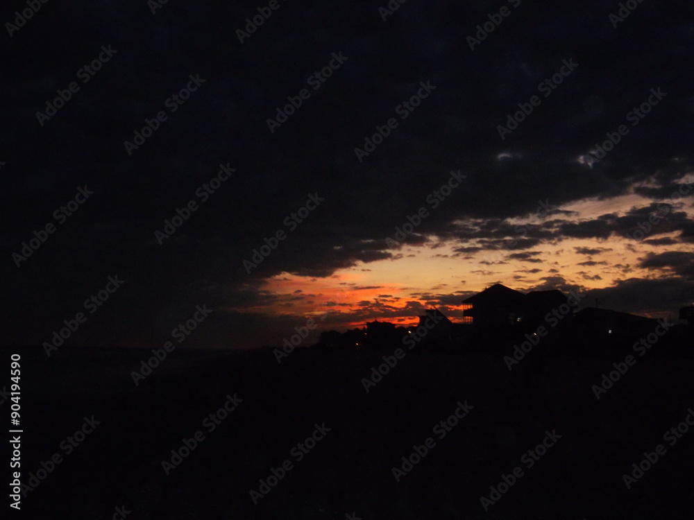 Dusk Galveston winter sunset pirates beach