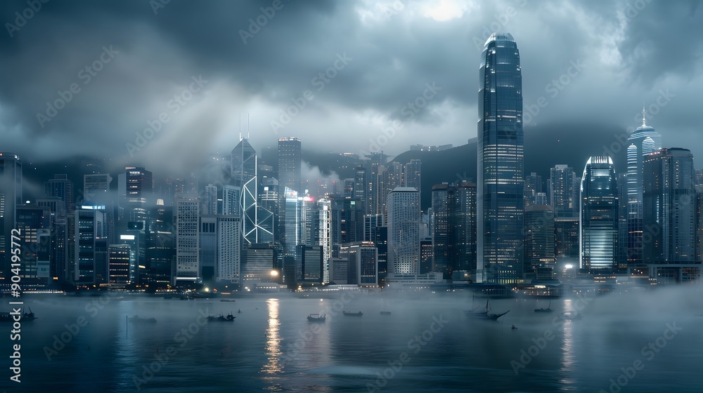 Obraz premium Hong Kong skyline at night