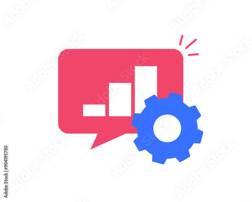 Productivity performance icon strategy growth vector simple graphic illustration, audit data graph data with cog wheel gear, statistics optimization management image clip art
