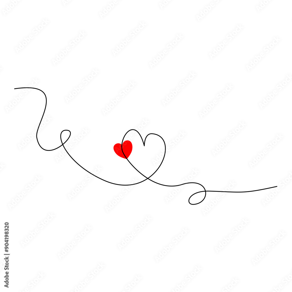 One continuous line heart drawing. Hand drawn vector illustration One continuous line heart drawing. Hand drawn vector illustration