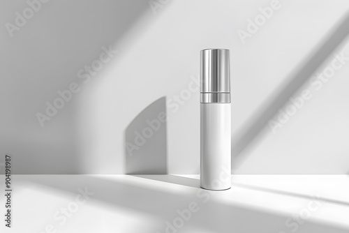 White Cosmetic Bottle Mockup with Sunlight