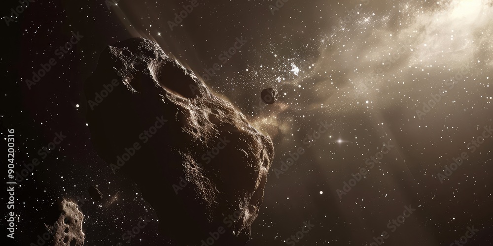 Fototapeta premium Future Asteroid Mining Operation. AI generation.