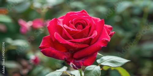 Beautiful fresh red rose flower nature background. AI generation. AI generation.